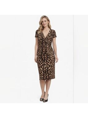 Nine West womens mid-length animal print dress C1